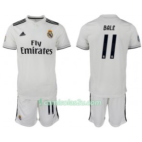 Camisolas de Futebol Real Madrid BALE 11 Criança Equipamento Principal 2018/19 Manga Curta